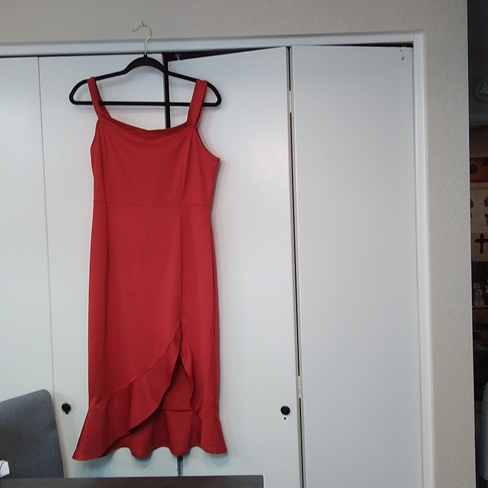 Shein XL red dress zipper in back 95% polyester 5% Elastane
